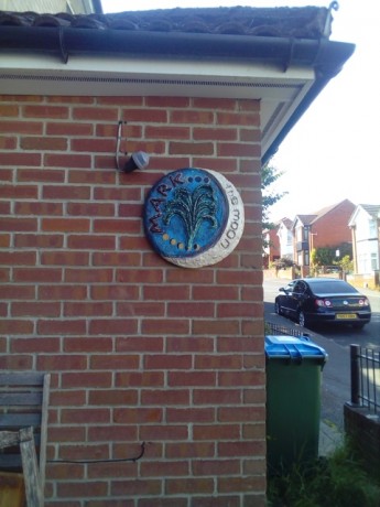 Marks plaque: in memory of Mark, biodynamic gardening neighbour and friend